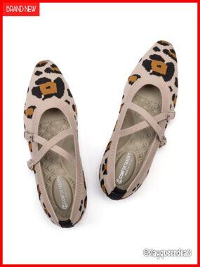 Knit Square Toe Ballet Flats Slip On Mary Jane Shoes Comfy Walking